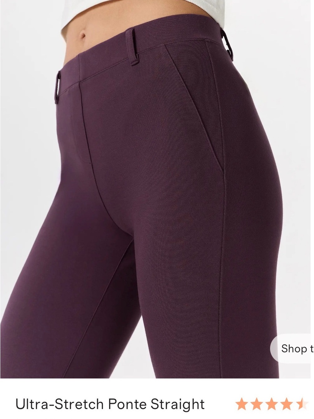 Quince Straight-Leg Ponte Pants in Plum, Size Small - Picture 2 of 4